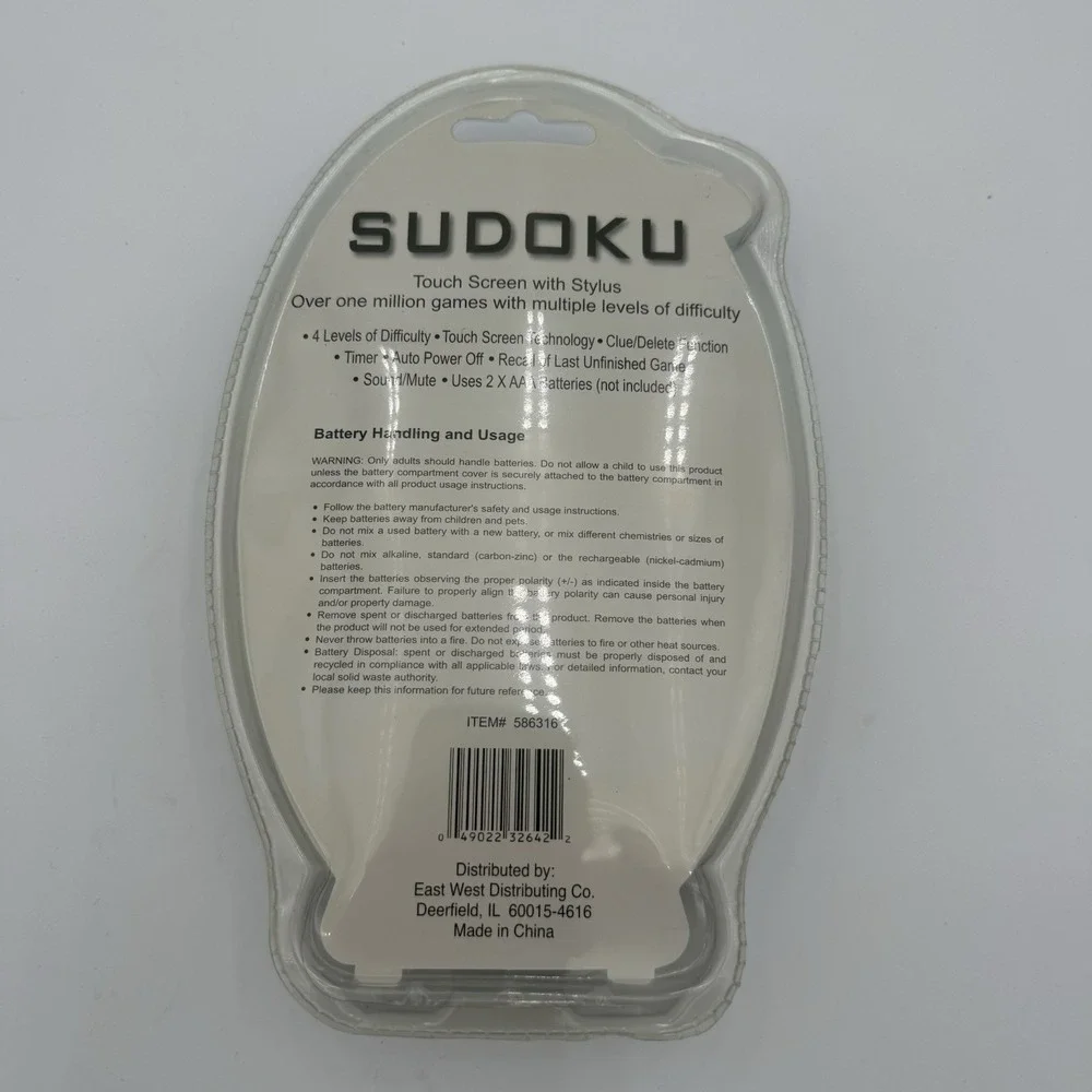 New Sudoku Handheld Touch Screen & Stylus Over 1 Million Games 4 Levels Silver‎
